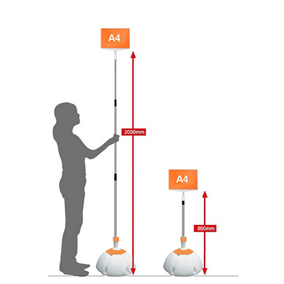 プラカード・手持ち看板 ウエイト付 伸縮可能 プラカード A4サイズ PC-A4-weight-株式会社ライトビコー
