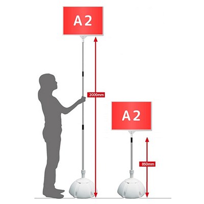 プラカード・手持ち看板 ウエイト付 伸縮可能 プラカード A2サイズ PC-A2-weight-株式会社ライトビコー