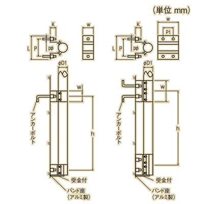 掲揚台ポール ロープタイプ (バンド式) /FP-Ssz・FP-Siz 3FP-Ssz-服部株式会社