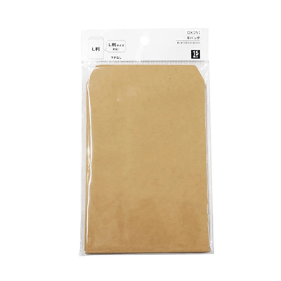 100円ショップ商品 ペーパーバッグ 150枚入 平バック 平袋 封筒 無地 シンプル クラフト L判サイズ H-YU050-株式会社包む