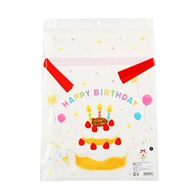 100円ショップ商品 包装紙・巾着バッグ ラッピング 巾着バッグ ラッピング袋 10枚入 誕生日 ケーキ Lサイズ H-YD047-株式会社包む