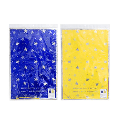 100円ショップ商品 包装紙・巾着バッグ ラッピング ギフトバッグ 10枚入 モール付 アルミ スター 星 LLサイズ H-YD052-株式会社包む