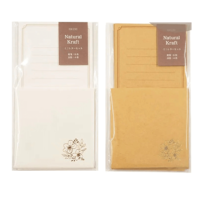 100円ショップ商品 レターセット・カード・一筆箋・色紙 ミニレターセット 便箋80枚 封筒40枚 ナチュラルクラフト H-YL043-株式会社包む