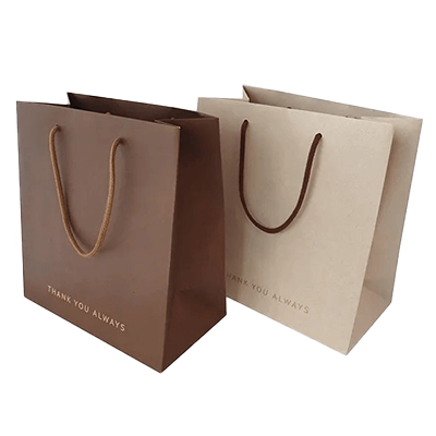 100円ショップ商品 手提げ紙袋 紙袋 手提げ 10枚入 インデザイン 英字 ブラウン ホワイト Mサイズ H-NG007-株式会社包む