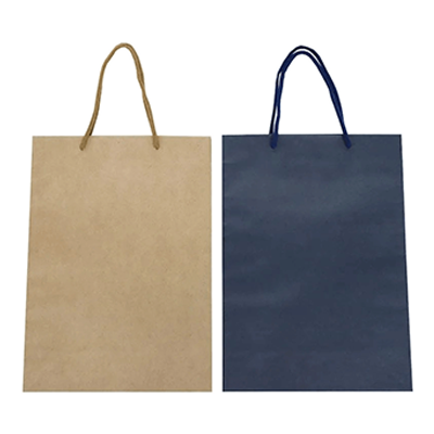 100円ショップ商品 手提げ紙袋 紙袋 手提げ 10枚入 エンボス クラフト&ネイビー A4サイズ H-YG026-株式会社包む