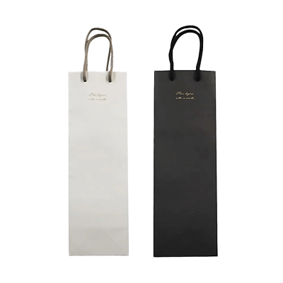 100円ショップ商品 手提げ紙袋 紙袋 手提げ 10枚入 箔押し モノクロ ワインバッグ ワイン用 H-YG057-株式会社包む