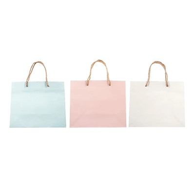 100円ショップ商品 手提げ紙袋 紙袋 手提げ 12枚入 パステルカラー 緑 水色 ピンク 白 ベージュ Sサイズ H-YG051-株式会社包む