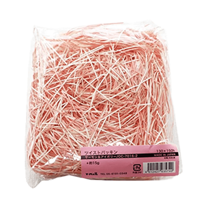 100円ショップ商品 ボックス・緩衝材 (パッキン) 緩衝材 10個 ツイストパッキン サーモン＆アイボリー H-OC70162-株式会社包む