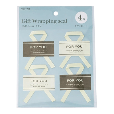 100円ショップ商品 その他ラッピング ギフトシール 10シート 40片 リボン カフェ シンプル H-YW051-株式会社包む