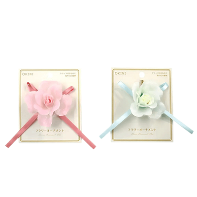 100円ショップ商品 その他ラッピング フラワーオーナメント 10個入 クリップ ピンク ブルー 花 飾り H-YO002-株式会社包む