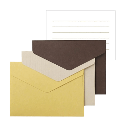 ステーショナリー ミニレターセット キャラメルプリン シンプル 黄色 ベージュ 茶色 H-TL0D3-株式会社包む