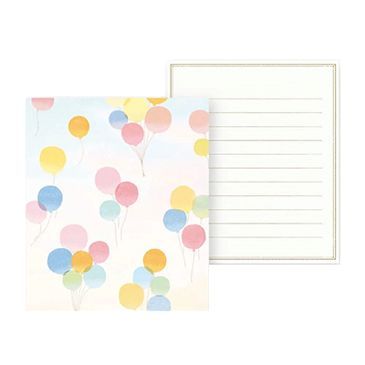 ステーショナリー ミニレターセット ふんわり風船 やさしい彩りの手紙 H-TL0E4-株式会社包む