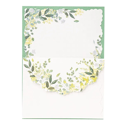 ステーショナリー ミニレターセット グリーンリーフ ボタニカル H-TL075-株式会社包む