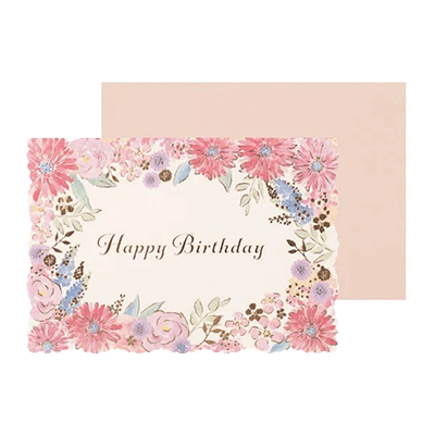 ステーショナリー メッセージカード 誕生日 バースデー ボタニカル フラワーピンク H-TC080-株式会社包む