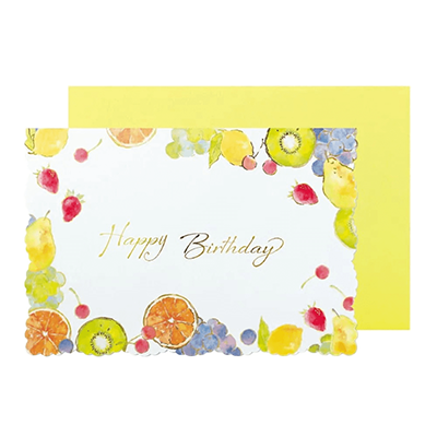 ステーショナリー メッセージカード 誕生日 バースデー フルーツ H-TC0B7-株式会社包む