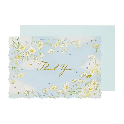 ステーショナリー メッセージカード サンキュー ブライトデイジー お礼 花 多目的 箔押し H-TC0H1-株式会社包む
