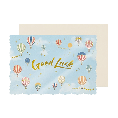 ステーショナリー メッセージカード グッドラック 気球 goodluck 多目的 応援 箔押し H-TC0H3-株式会社包む