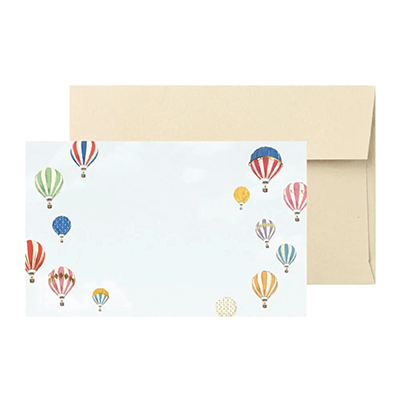 ステーショナリー ミニカード メッセージカード 箔押し 封筒付き 気球 ポライト H-TC0A5-株式会社包む