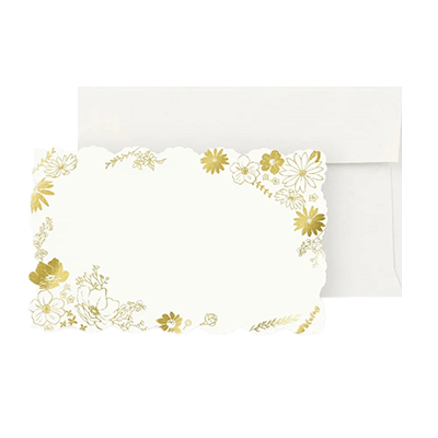 ステーショナリー ミニカード メッセージカード 箔押し 封筒付き グレイスフラワー 花 白 H-TC0D1-株式会社包む