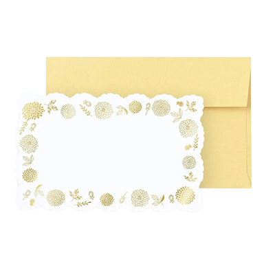 ステーショナリー ミニカード メッセージカード 箔押し 封筒付き グレイスブルーム 花 黄色 H-TC0D3-株式会社包む