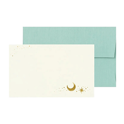 ステーショナリー ミニカード メッセージカード 箔押し 封筒付き 月と星 H-TC0F8-株式会社包む