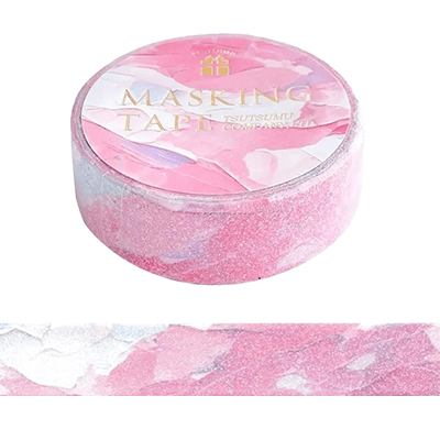 ステーショナリー マスキングテープ グリッター ペイントアート ピンク 15mm H-TM0C7-株式会社包む