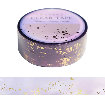 ステーショナリー クリアテープ 薄暮 透明 箔押し 手で切れる 紫 15mm H-TM0C3-株式会社包む