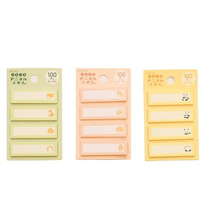100円ショップ商品 付箋・メモパッド 付箋 10個セット ころころアニマル 柴犬 ねこ パンダ 緑 ピンク 黄色 H-Y9048-株式会社包む