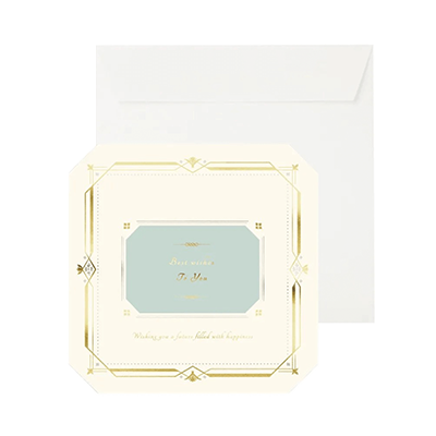 ステーショナリー 色紙・色紙シール 色紙 三つ折りフレーム グレース シンプル 箔押し 写真 H-TS046-株式会社包む