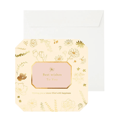 ステーショナリー 色紙・色紙シール 色紙 三つ折りフレーム フラワー 花 箔押し ピンク 写真 H-TS045-株式会社包む