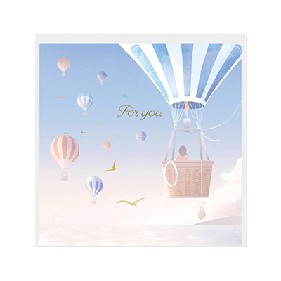 ステーショナリー 色紙・色紙シール 色紙 朝焼けと気球 景色 寄せ書き 空 フォーユー トレーシングペーパー 箔押し H-TS049-株式会社包む