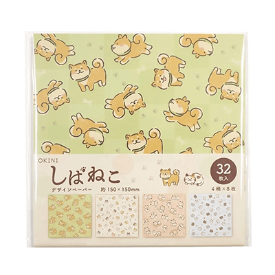 100円ショップ商品 デザインペーパー・クリエイトペーパー デザインペーパー 320枚入 しばねこ 柴犬 猫 オリジナル H-YE052-株式会社包む