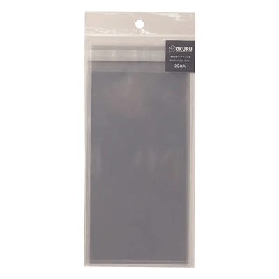 ラッピング ビニールバッグ 透明袋 クリアバッグ OPP袋 20枚入 糊付 約W120×H235mm H-TF008-株式会社包む