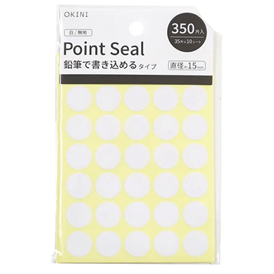 100円ショップ商品 シール ポイントシール 10個セット 3500片入 15mm 丸型 白 無地 鉛筆で書ける H-YW069-株式会社包む