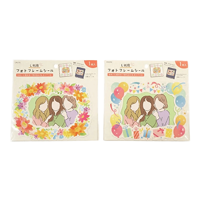 100円ショップ商品 シール フォトフレームシール 10枚入 L判 カラフルリース 花 パーティー デコレーション H-YW068-株式会社包む