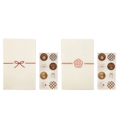 100円ショップ商品 祝儀袋・ポチ袋 ポチ袋 60枚入 5型 シール付 シンプル水引 蝶結び 梅結び お正月 お年玉 H-YP047-株式会社包む