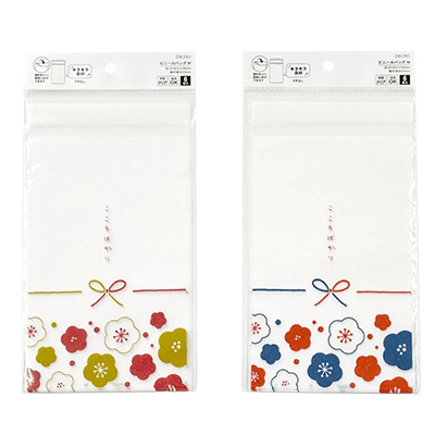 100円ショップ商品 ビニールバッグ・ジッパーバッグ ビニールバッグ 60枚入 糊付 キラキラフィルム 花結び Mサイズ H-YV086-株式会社包む