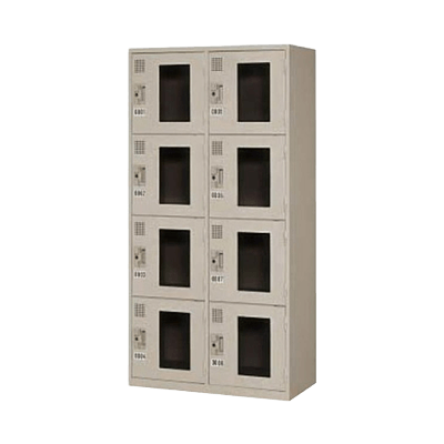 コイン式ロッカー 8人用窓付コインロッカー (リターン専用) KR-2408A-株式会社トーヒラ