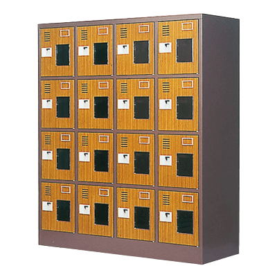 シューズロッカー (窓付き) 16人用シューズロッカー WEL-1644MT-株式会社トーヒラ