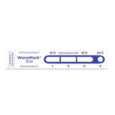 多種多様な商品の輸送・保管温度の確認に SpotSee® WarmMark DUO 10/34℃ WD 10-34-アイピー技研株式会社