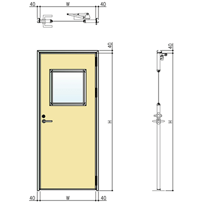 ドア各種 クリーンルーム用 アルミ枠式片開き扉-株式会社イワタニ