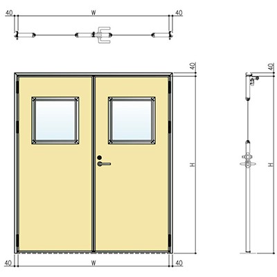 ドア各種 クリーンルーム用 アルミ枠式両開き扉-株式会社イワタニ