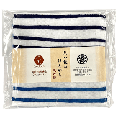 Cu-Cloth ハンカチ 正方形 24x24cm よろけ縞-株式会社シンドー