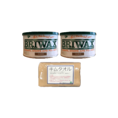 木部を塗装 BRIWAX (ブライワックス) 全14色 400ml (約4平米分) 2缶セット キムタオル (紙ウエス) 付-株式会社モリエン