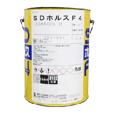 金属・鉄部を塗装 SDホルスF4 白/ホワイト ツヤあり 4kg (約13～16平米分)-株式会社モリエン