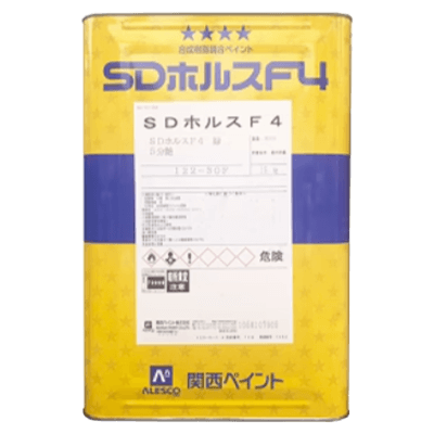 金属・鉄部を塗装 SDホルスF4 黄土色 ツヤあり 15kg (約50～62平米分)-株式会社モリエン
