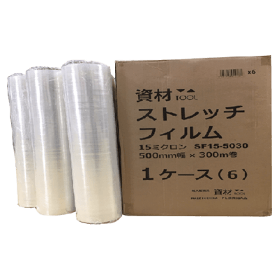 養生用品 資材ツール ストレッチフィルム 15ミクロンx500巾x300m巻-株式会社坂謙