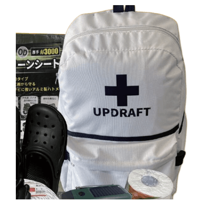 防災用品 アップドラフト 防災バッグセット 32点入り-株式会社坂謙