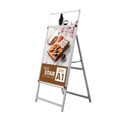 ポスター入替タイプ A型スタンド看板 標準タイプ カードケース付き A1 片面 シルバー-株式会社高昇