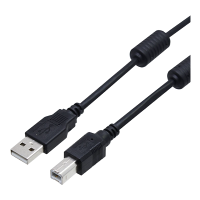 USB2.0ケーブル USB2.0 (Hi-Speed) ABタイプ ブラック フェライトコア付き CBUSB-AB-1.8MFF-タローズ株式会社
